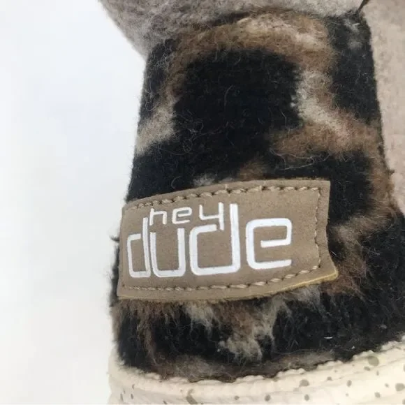 Hey Dude BRITT Tan Tweed Leopard Heel Fur Lined Lace Up Shoes - Picture 11 of 13